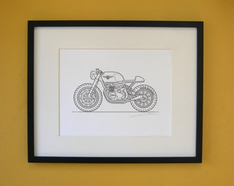 Honda Cafe Racer Letterpress Poster