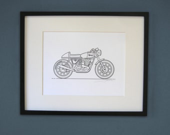 Norton Cafe Racer Letterpress Poster