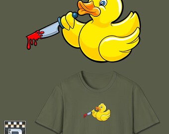 Camiseta de humor negro con patito de goma "No te metas con el pato"