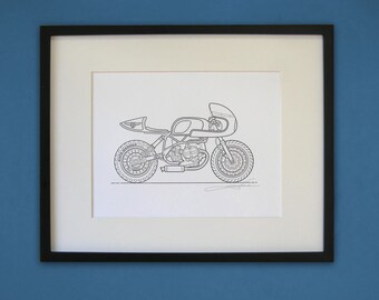 BMW Cafe Racer Letterpress Poster