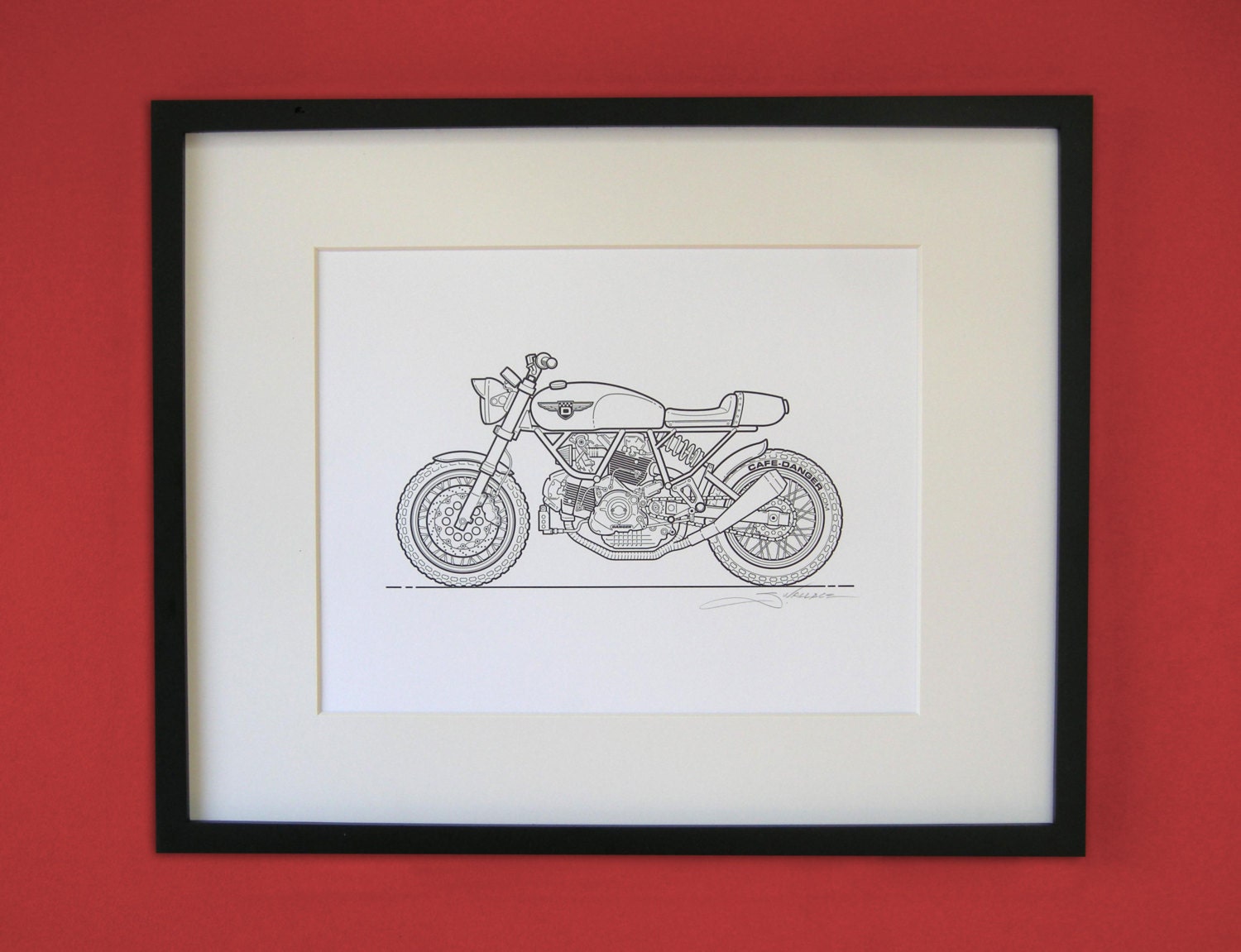 Ducati Cafe Racer Letterpress Poster