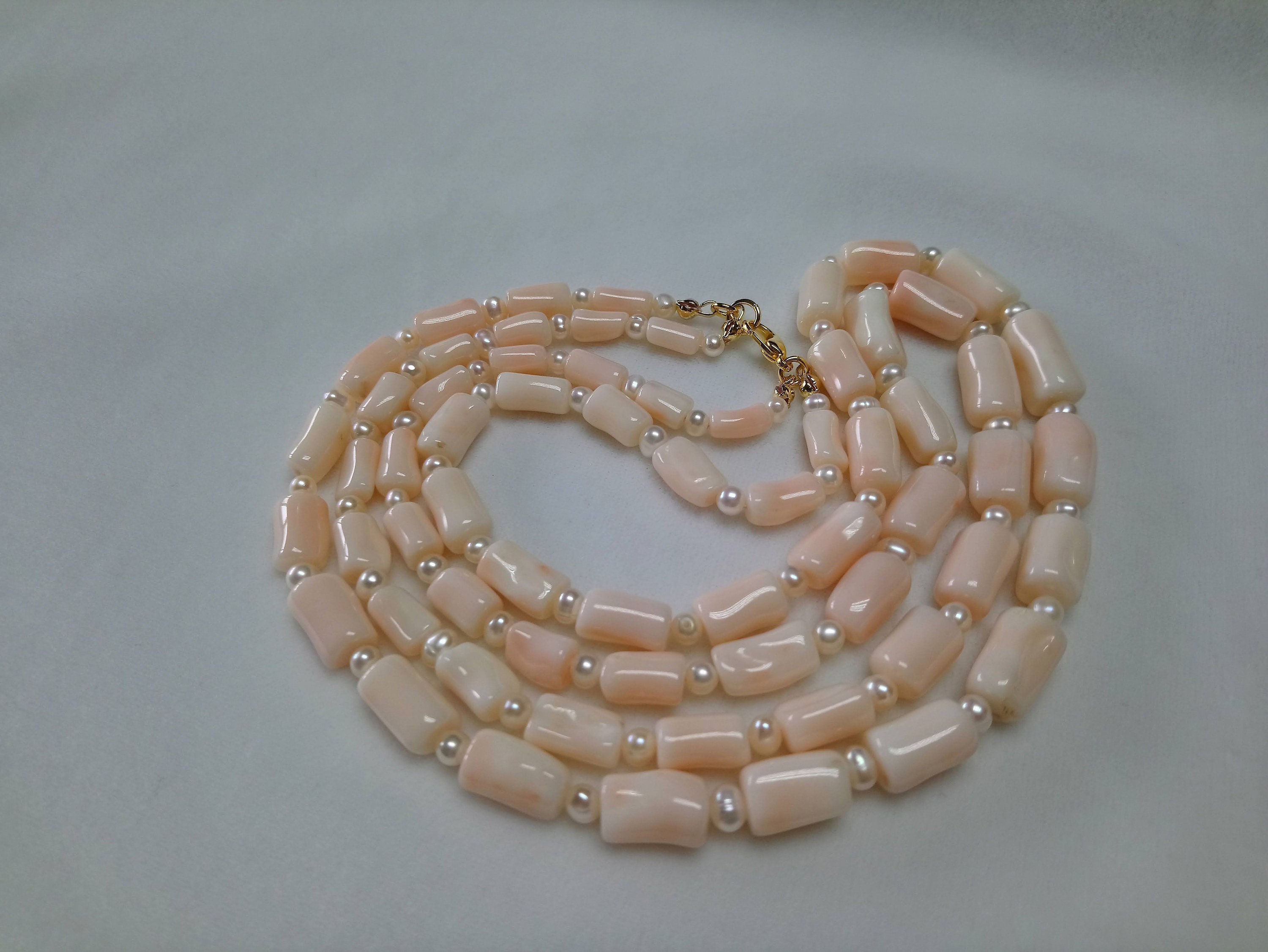 White Pink Coral Beads Necklace/915 Mm Angel Pink Coral | Etsy