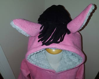 Paard thema Fleece Hoody Cute paard Hoody met manen & staart de paardenliefhebbers van de volwassenen van de meisjes van jongens