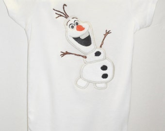 Olaf Frozen Inspired One Piece Baby Romper Applique Olaf Snowman Cute Cute Cute