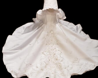 Christening Baptism Gown and Bonnet