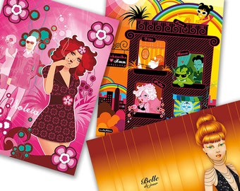 3 Postcards Set "Vintage"