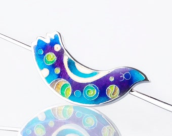 Blue bird enamel pin Shawl pin enamel brooch Enamel jewelry Cloisonne jewelry Sterling silver romantic jewelry