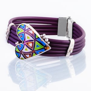 Wedding jewelry hot enamel bracelet with cloisonne heart and Natural rubber