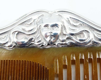 An Art Nouveau Sterling Silver Comb