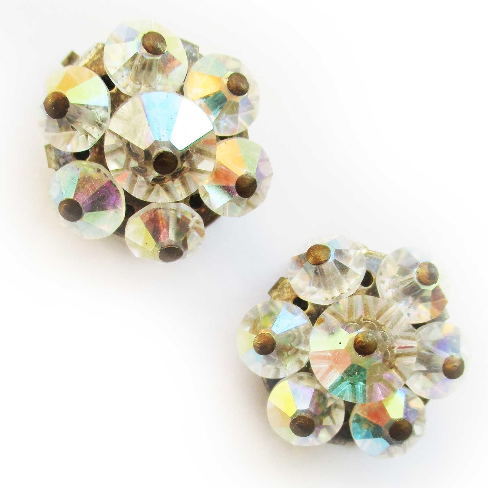 Vintage crystal glass clipon earrings brilliant bling Etsy