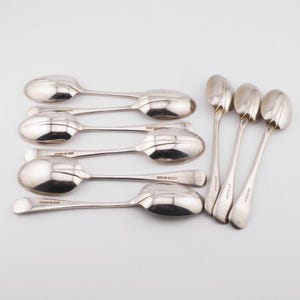 A set of Six good large antique silver plated Teaspoons plus three smaller