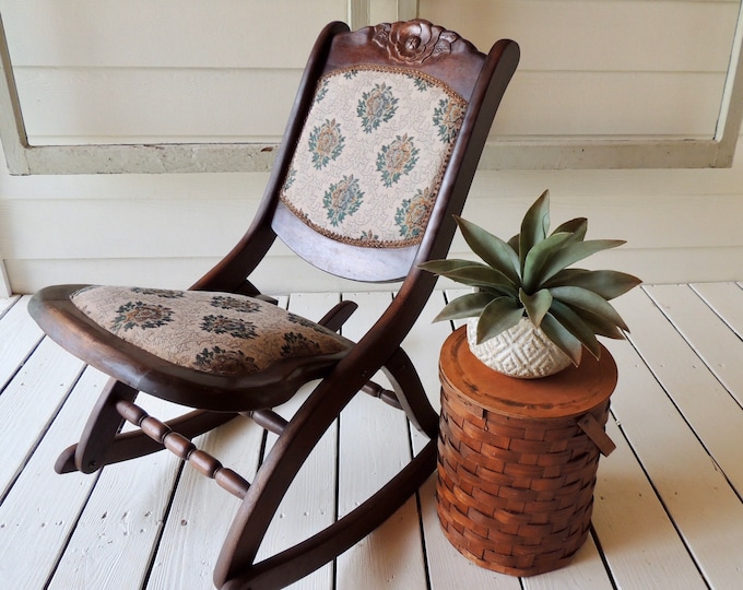 Antique Folding Rocking Chair Wooden Rocking Chair Antique Etsy