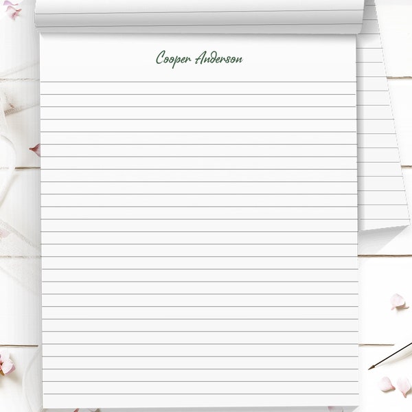 Writing Paper tear-off notepad with 40 or 80 sheets personalized with name or initials cnotepad custom