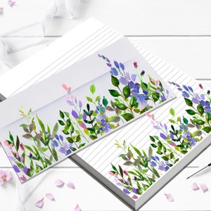 Floral Personalized notepad large writing paper comes with 40 or 80  sheets and 20,40 or 80 matching envelopes stationery set gift for mom