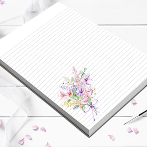 Cute stationery floral memo pad | Personalized notepad lined or blank writing paper graduation or boss gift