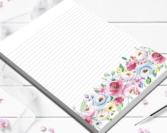 Watercolor personalized notepad or leave a pretty floral notepadgift for birthday
