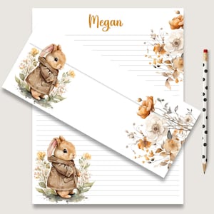 Bunny lover gift this cute notepad can be personalized for a nice personal gift comes with letter- size envelopes