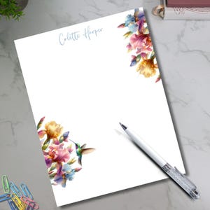 Personalized Floral Notepad, Spring Iris Stationery