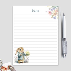 Personalized Bunny Notepad, Letter Writing Paper Gift Set