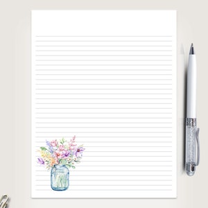 Country mason jar pastel wildflower large notepad pretty notepad makes a perfect stationery gift