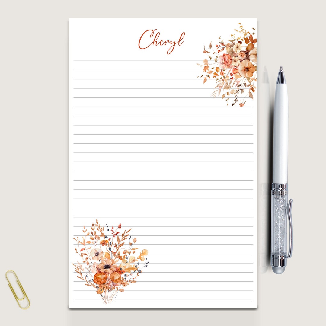Custom Notepad With Fall Flowers a Personal Notepad Makes a Nice Family ...