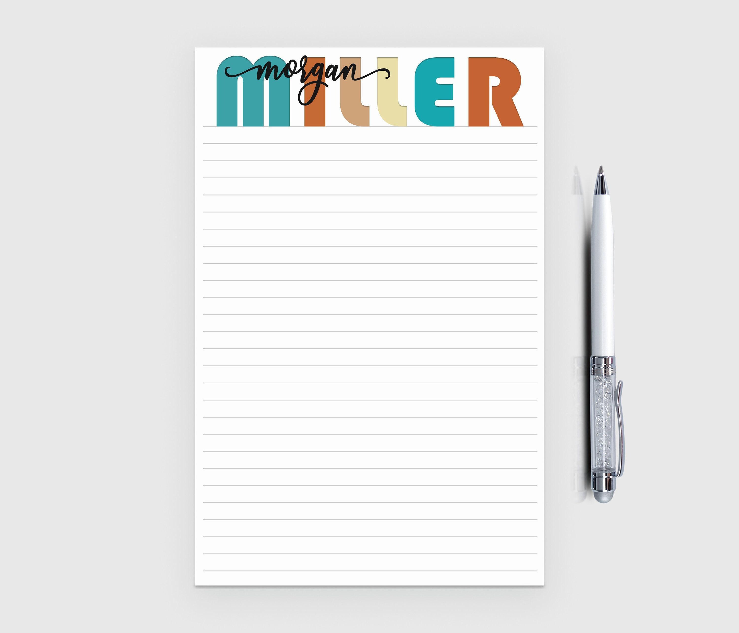 Personalized Name Notepad, Custom Stationery for Women, Colorful Letter ...