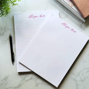 Personalized notepad customized stationary gift for bridesmaids or co-workers comes with 50 or 100 sheets and 5 size options