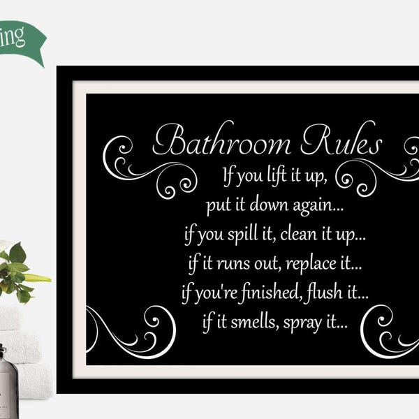 Bathroom Rules - Etsy