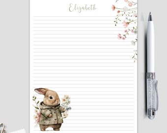 Cute stationery bunny notepad custom notepad comes in 5 different size options bunny lovers Christmas gift or birthday gift