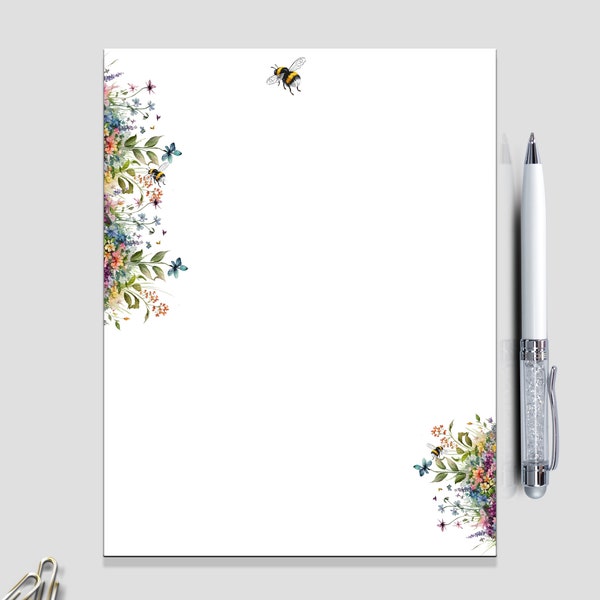 Cute notepad,  letter writing paper,  stationery paper, bee stationery, paper, lined paper, stationary paper, gift for mom, coworker gift