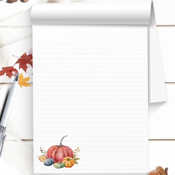 Thanksgiving thank you gift simple pumpkin fall notepad give as a hostess gift with 40 or 80 sheets smooth letter writing paper