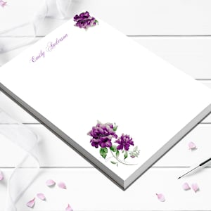Personalized Floral Notepad, Custom Writing Paper Gift