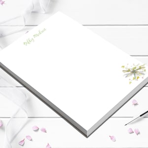 Personalized notepad with dragonfly cute stationery for a gift for girlfriend or to write letters to Pen pal