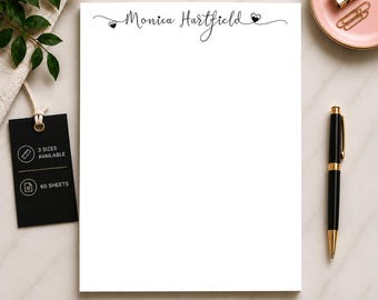 Personalized Notepad | Custom Font,  tear-off desk pad | gift for friend | 60  Sheets