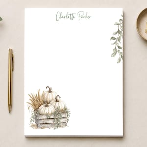 Personalized Fall Notepad, Elegant Pumpkin Stationery