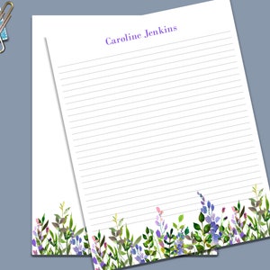 Customized Notepad lined or unlined Floral bottom 5 different sizes notepad can be personalized for a perfect gift