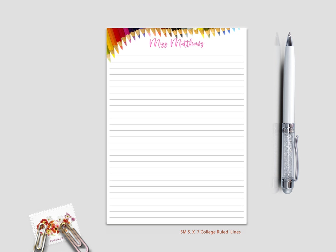 Teachers Personalized Notepad Custom Teachers Notepad Etsy