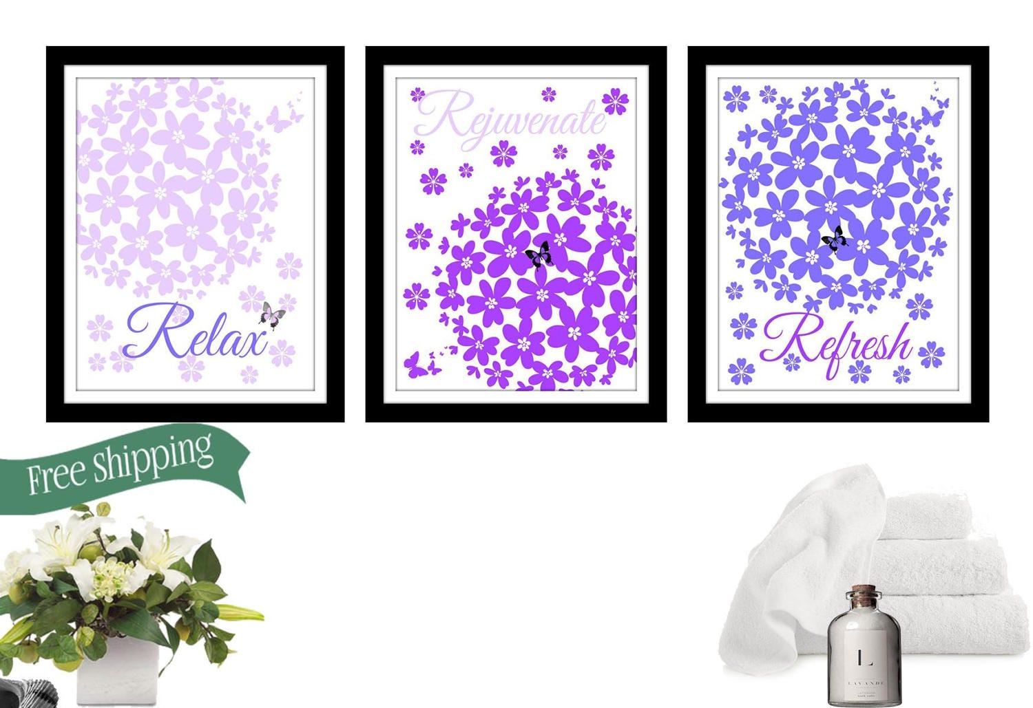 Purple wall art modern art prints purple wall decor Etsy