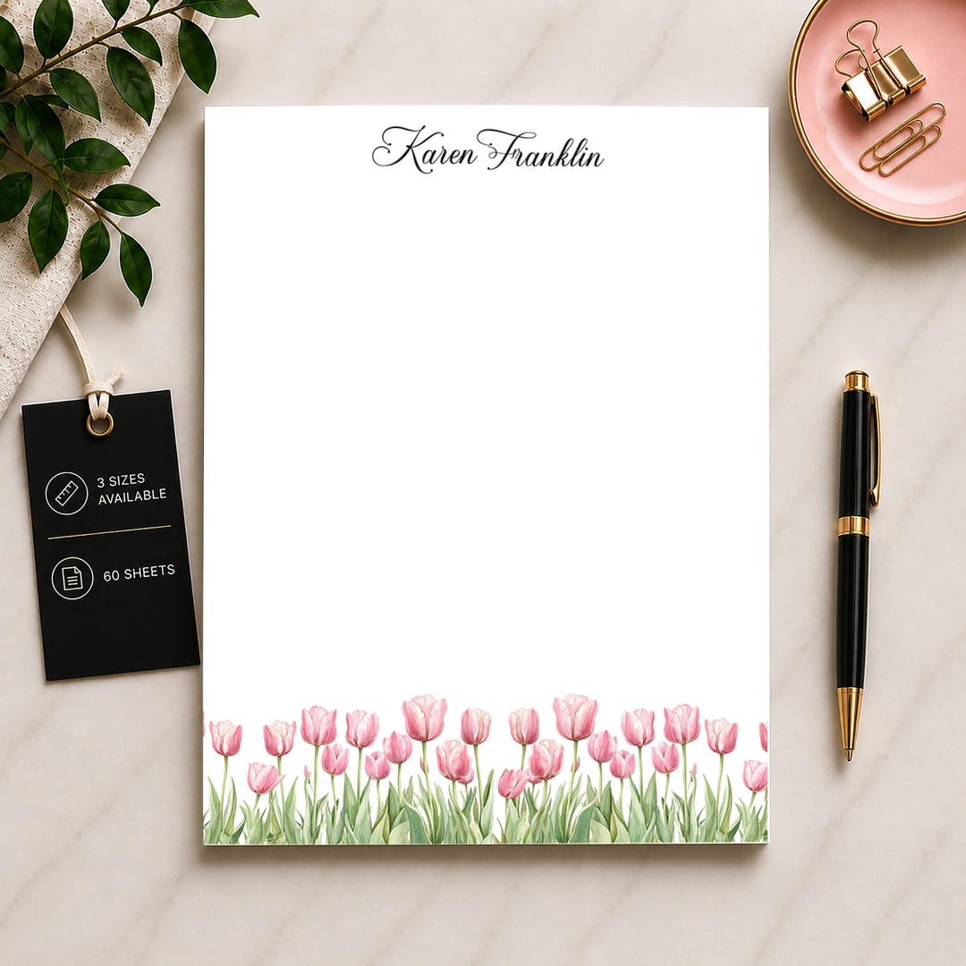 Personalized Tulip Notepad - Custom Desk Memo Gift for Mom - Etsy
