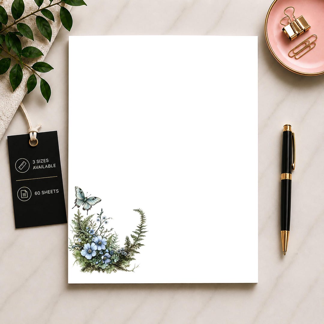 Floral Personalized Notepad, Pretty Writing Paper, Custom Stationery ...