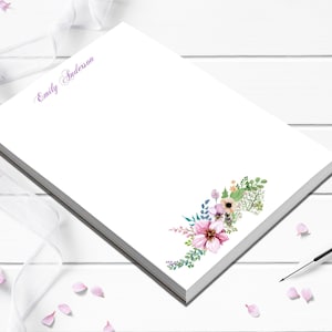 Cute notepad wildflower memo pad gift for boss, with lined or blank pages, choose from 5 different sizes with 50 sheets