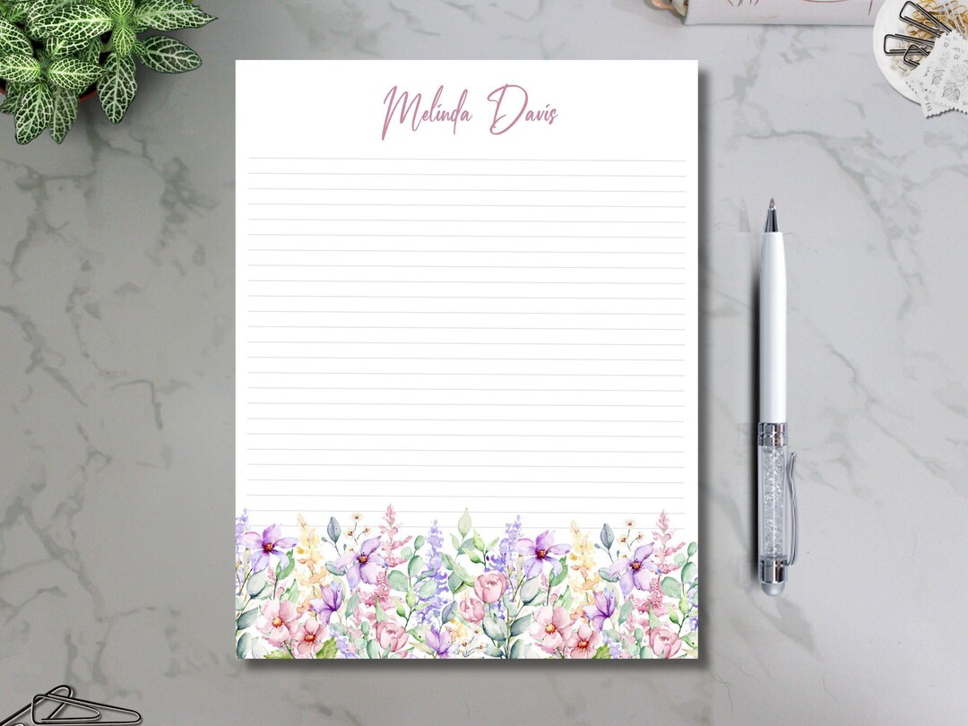 Floral Personalized Notepad, Custom Stationery Gift - Etsy