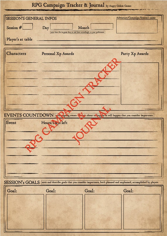 Dnd Journal Template Campaign Tracker Etsy Dnd Journal Template Campaign Tracker Etsy