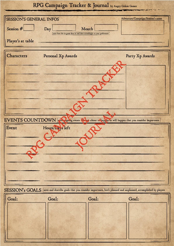 Dnd Journal Template Campaign Tracker Etsy Dnd Journal Template Campaign Tracker Etsy
