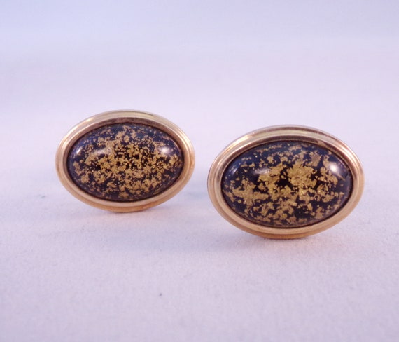 Vintage krementz Black and Gold Tone Cuff Links S… - image 6