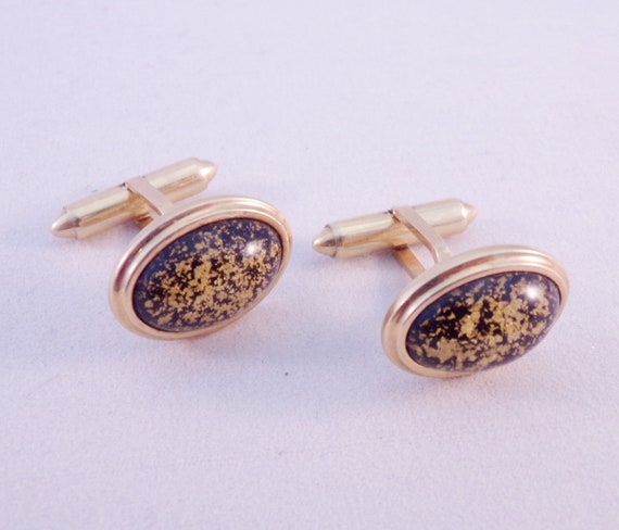 Vintage krementz Black and Gold Tone Cuff Links S… - image 9