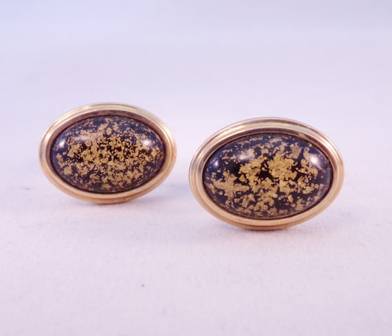 Vintage krementz Black and Gold Tone Cuff Links S… - image 7