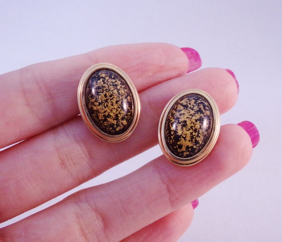 Vintage krementz Black and Gold Tone Cuff Links S… - image 5