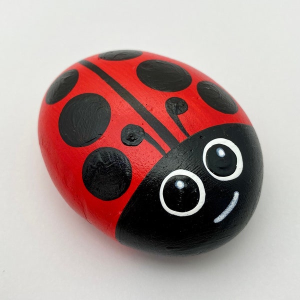 'Dottee' LadyBug Pebble personalizado, piedra cerámica pintada a mano