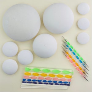 Paintable Mandala Stone Blanks – Hand-Casted Large Plaster Rocks for Dot Painting & Mindful Art